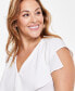 ფოტო #2 პროდუქტის Plus Size Solid Ruffled-Front V-Neck Cap-Sleeve Top