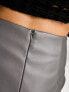 Фото #5 товара ASOS DESIGN faux leather curved hem mini skirt in grey