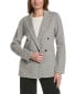 Elie Tahari Notch Collar Double-Breasted Wool Coat Women's Grey L