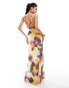 Фото #1 товара ASOS DESIGN cowl neck maxi dress with cross back detail in yellow floral