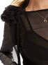 Фото #5 товара NA-KD x Julieta Padros sheer rose detail long sleeve top in black