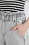 Paperbag Yüksek Bel Hafif Düz Paça Bilek Boy Jean Pantolon B8224ax24sp