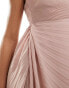 Фото #3 товара TFNC Bridesmaid chiffon pleated asymmetric maxi dress with gathered waist in soft pink