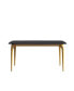 Фото #10 товара 63" Modern Artificial Stone Black Curved Golden Metal Leg Dining Table -6 People