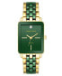 Фото #1 товара Часы Anne Klein Three Hand Rectangular Gold Tone Green Ceramic Watch