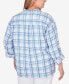Фото #2 товара Plus Size Button Front Shirt Collar Light Weight Plaid Jacket
