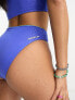 Speedo – Bikinihose in Metallic-Blau mit hohem Bund und Prägung