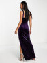 ASOS DESIGN cami ruched velvet midi dress in dark purple