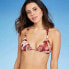 Фото #3 товара Juniors' Triangle Bikini Top - Xhilaration™ Clay Tropical Print size Medium