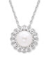 ფოტო #1 პროდუქტის Cultured Freshwater Pearl (7 mm) Diamond Accent Necklace in Sterling Silver