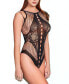 ფოტო #2 პროდუქტის Womens 1PC Lingerie Bodysuit Patterned in Sheer Mesh and Lace with Lace Down Front Ribbon