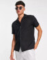 Фото #1 товара Selected Homme revere short sleeve shirt in black viscose