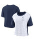 ფოტო #2 პროდუქტის Women's Navy, White Houston Astros Line Up High Hip Fashion T-shirt