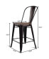 Фото #5 товара Copper Set of 4 Metal Wood Counter Stool Kitchen Bar Chairs