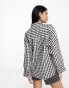 ASOS DESIGN oversized gingham shirt in mono 32 - фото #3