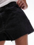 Фото #8 товара Topshop denim a-line shorts in washed black