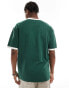 Hollister varsity logo heavyweight boxy fit ringer t-shirt in mid green/cream