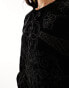 River Island velvet embroidered mini smock dress in black