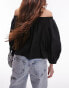 Topshop balloon sleeve bardot top in black