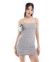 Фото #1 товара Pull&Bear strappy lace mini dress in grey