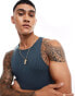 ASOS DESIGN muscle fit rib with high neck in charcoal