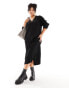 Фото #2 товара River Island Plus rib maxi knit dress in black