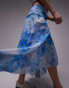 Фото #2 товара Topshop asymmetric midi skirt in blue washed floral