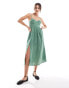 Brave Soul midi dress with split detail in mineral green