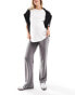 Mamalicious Maternity over the bump ribbed wide leg trousers in dark grey grau, XS - фото #3