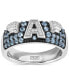 Фото #1 товара Swiss Blue Topaz (5/8 ct. t.w.) & Diamond (1/10 ct. t.w.) Captain America Ring in Sterling Silver