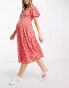 Фото #4 товара Wednesday's Girl Maternity ditsy floral lace detail midi dress in red