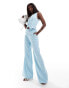 Kaiia sleeveless wide leg waistcoat jumpsuit in baby blue