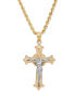 ფოტო #1 პროდუქტის Two-Tone Crucifix Cross Pendant Necklace in 14k Gold and White Gold