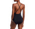 Aqua Womens Rhinestone Trim One Piece Swimsuit Black size Small 303922