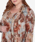 Фото #2 товара Plus Size Classic Watercolor Floral Melange Two In One Top With Necklace