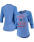 ფოტო #2 პროდუქტის Women's Royal Chicago Cubs Team Baseball Three-Quarter Raglan Sleeve Tri-Blend T-shirt
