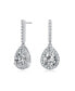 Фото #1 товара Sterling Silver with Rhodium Plated Clear Pear and Round Cubic Zirconia Halo Linear Drop Earrings