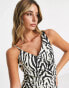 Pretty Lavish asymmetric split midaxi dress in abstract print