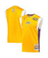 ფოტო #2 პროდუქტის Men's Gold Los Angeles Lakers 2002 NBA Finals Hardwood Classics On-Court Authentic Sleeveless Shooting Shirt