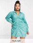 I Saw It First Plus ruched detail shirt dress in sage