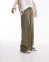 Фото #4 товара Topshop pull on wide leg trouser in khaki