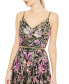 Women's V Neck Floral Embellished Spaghetti Strap Gown