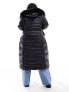 Фото #5 товара River Island Plus maxi belted puffer with faux fur hood in black