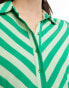 Фото #12 товара YAS maxi shirt dress in green bold stripe - MGREEN