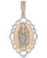 ფოტო #1 პროდუქტის Men's Diamond Our Lady of Guadalupe Scalloped Medallion Pendant (1/5 ct. t.w.) in 10k Gold
