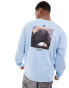 Фото #1 товара The North Face Camping retro back graphic sweatshirt in steel blue Exclusive at ASOS