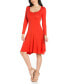 Фото #3 товара Women's Classic Long Sleeve Flared Mini Dress