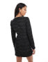 Kaiia boucle square neck button through mini dress in black Черный, 46 - фото #3