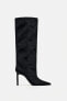 Velvet high-heel knee-high boots