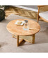 Elegant wooden coffee table with faux rattan accents